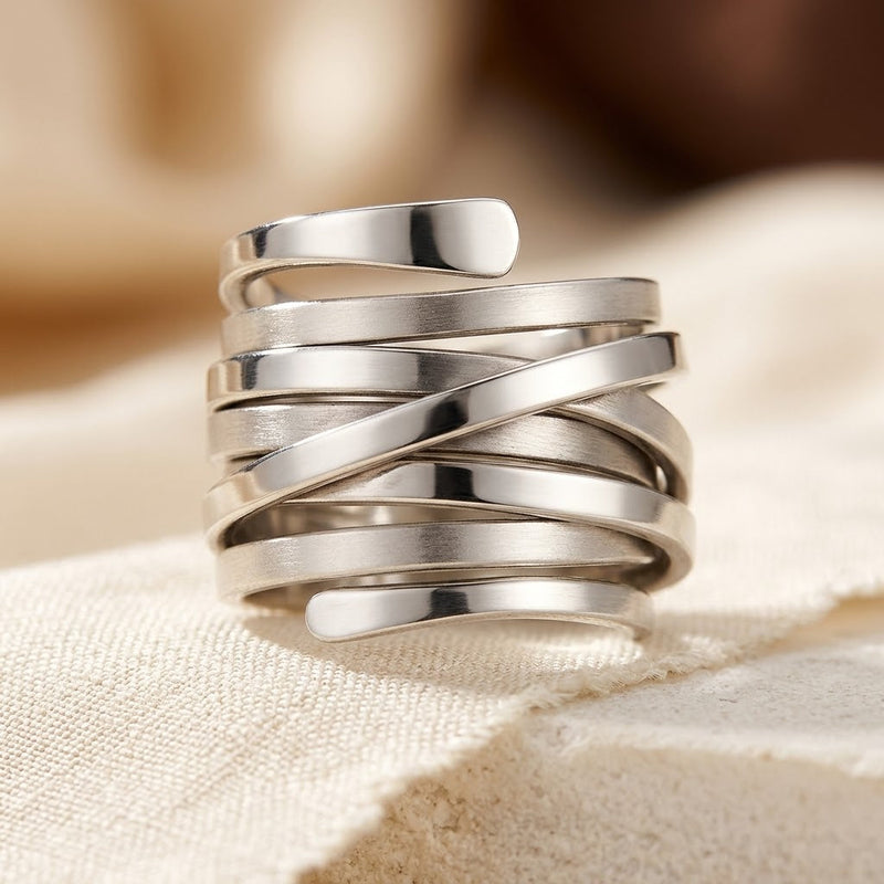 Anillo Envolvente Multibanda de Plata