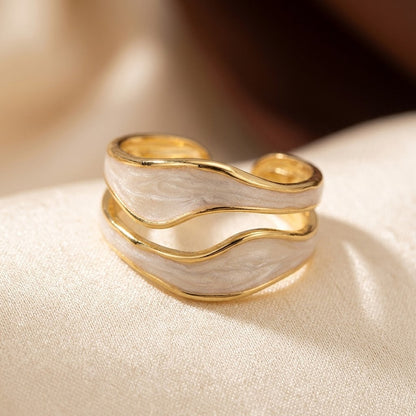 Anillo Escultural Abierto de Plata y Oro