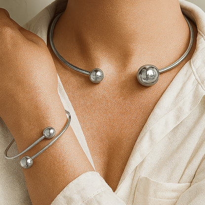 Set Minimalista Choker y Pulsera Brillo